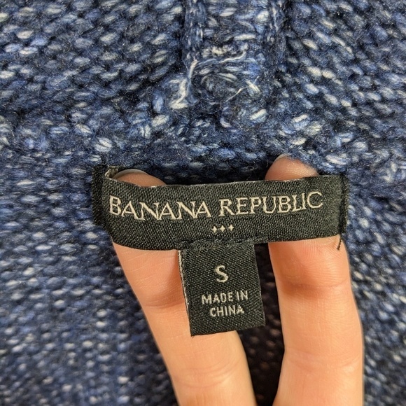 Banana Republic Factory Heather Blue Knit Hooded Sweater Size S - Picture 3 of 4